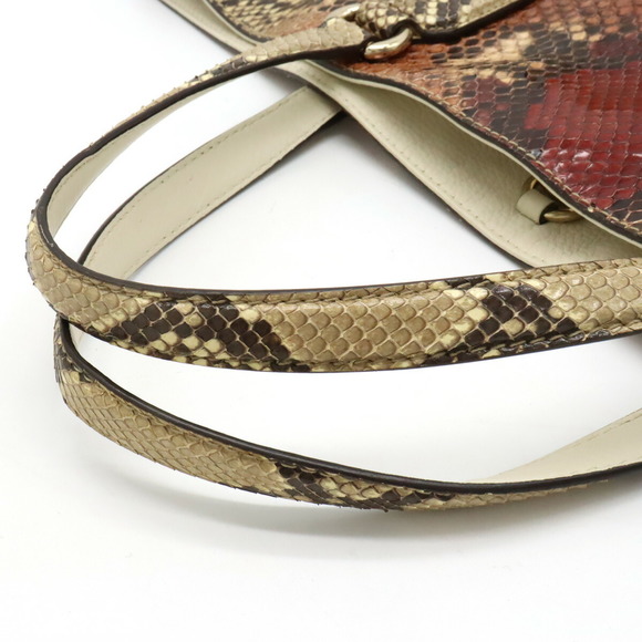 Gucci Soho Fringe Tassel Large Tote Bag Python Leather Beige Bordeaux - Picture 4 of 7